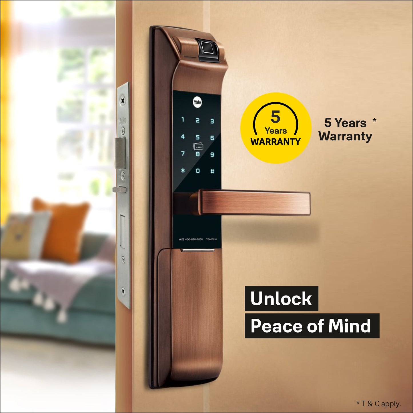YDM 7116A Smart Lock, Red Bronze YDM 7116A Smart Lock with Fingerprint, PIN Code, RFID Card, Mechanical Key, Bluetooth module, Works with Yale Home App
