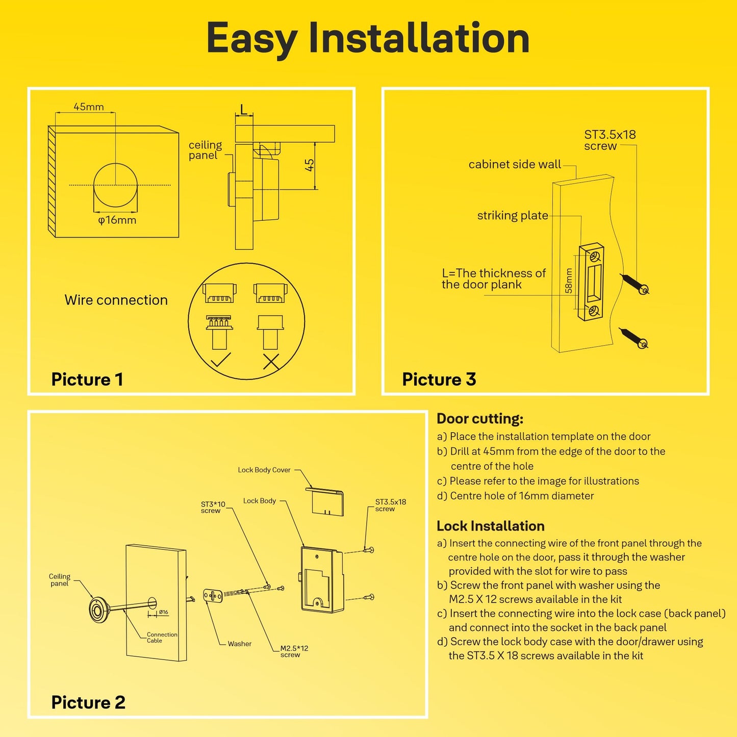 Biometric Smart Premium Furniture Lock - No Need for Separate Handle