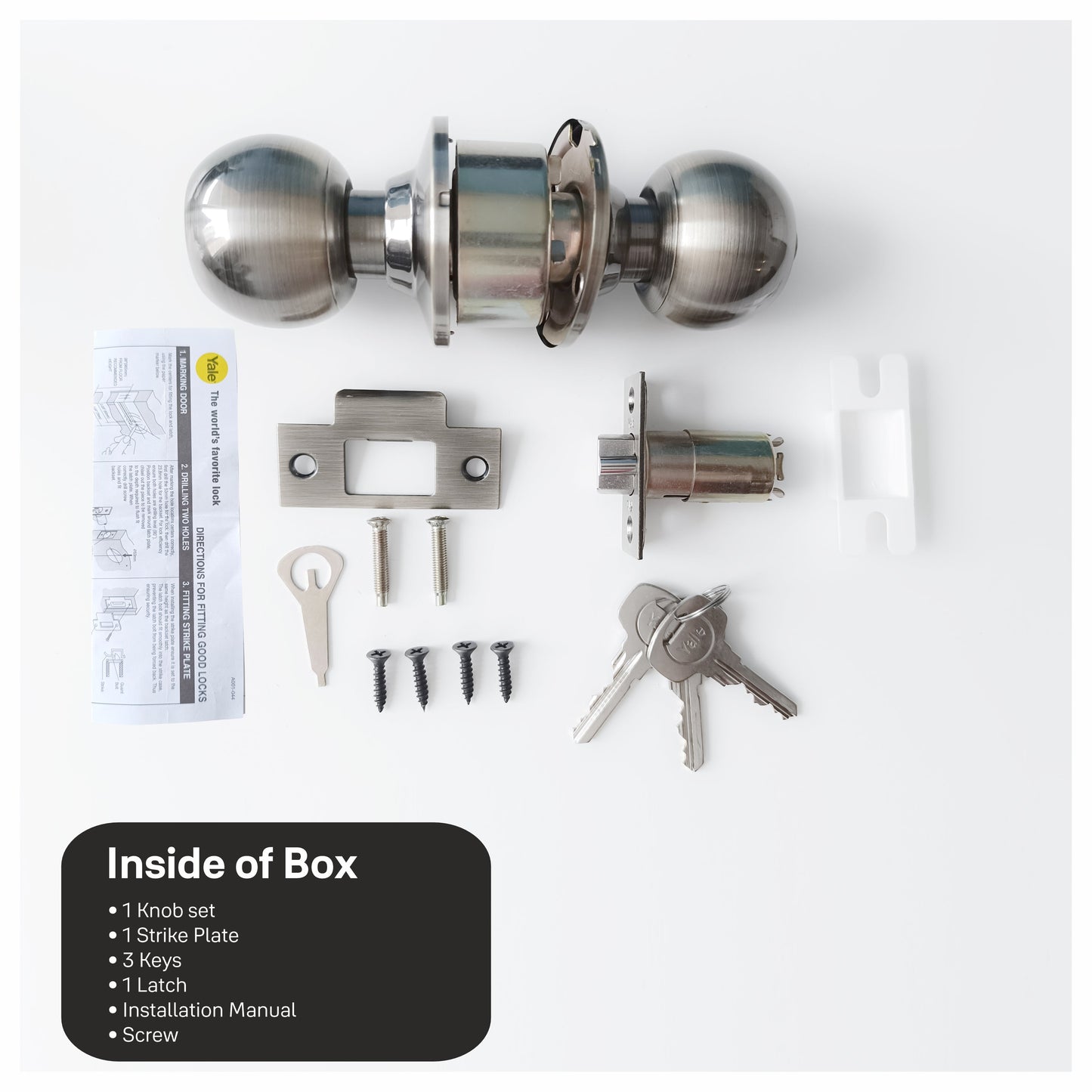 CA5127 Knobset 60/70mm B/S, Entrance, Satin Steel