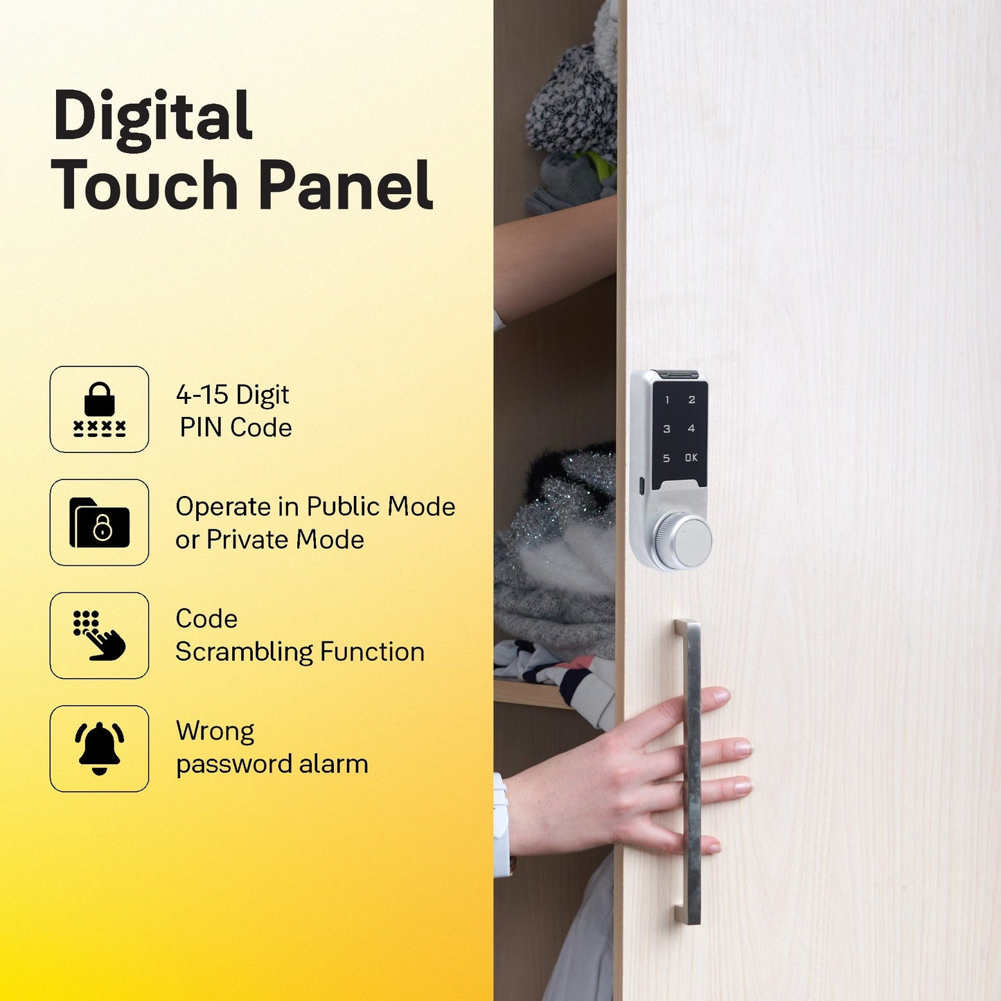 Mesh Pin Digital Wardrobe Lock for Wardrobes and Cabinets