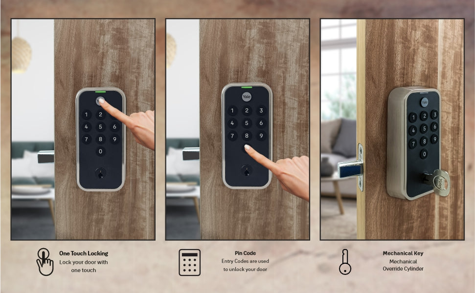 Yale TYE Digital Lock, Satin Nickel Finish, with PIN and Manual Key