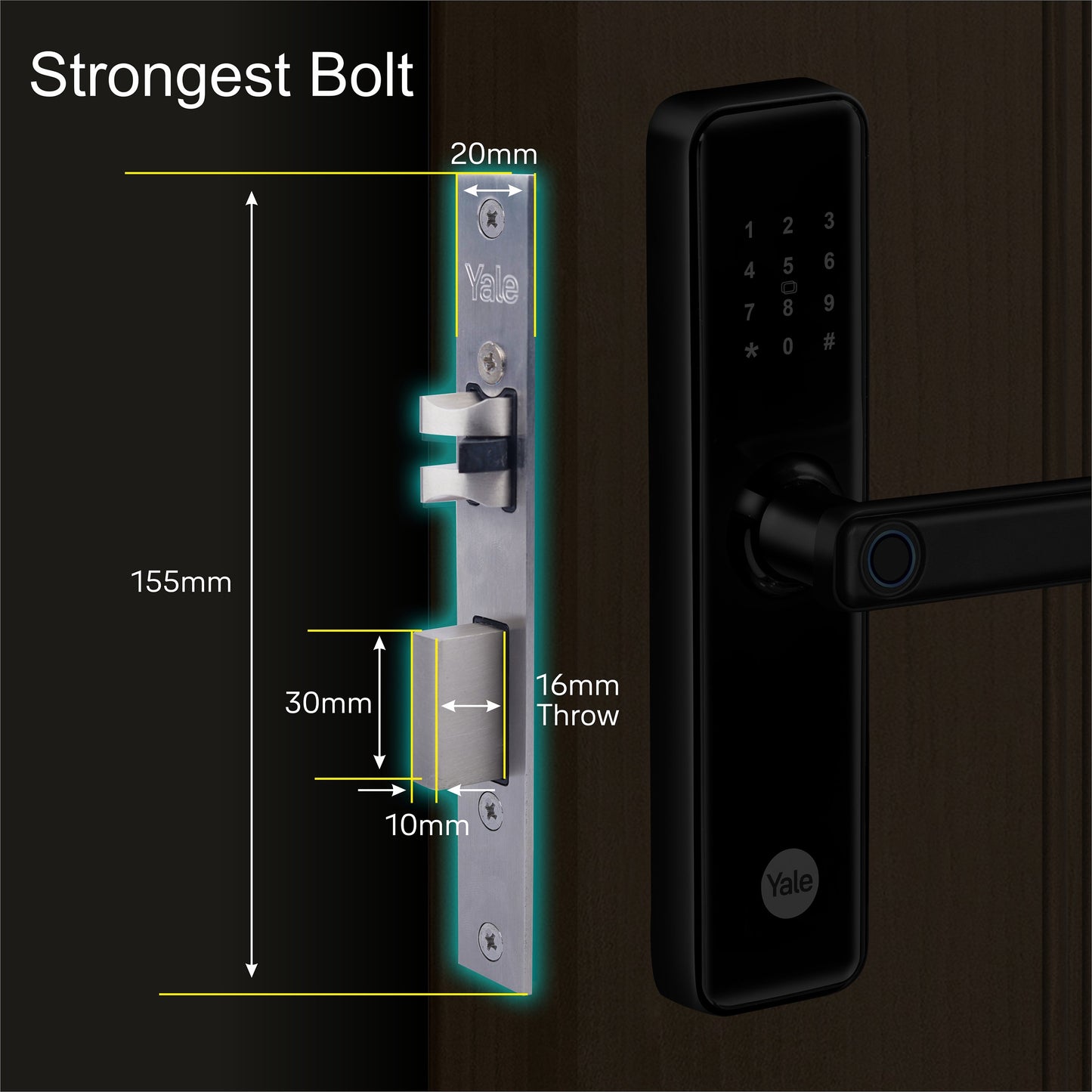 YDME50NxT Smart Door Lock, Black, Fingerprint, PIN, RFID, Manual Key Access