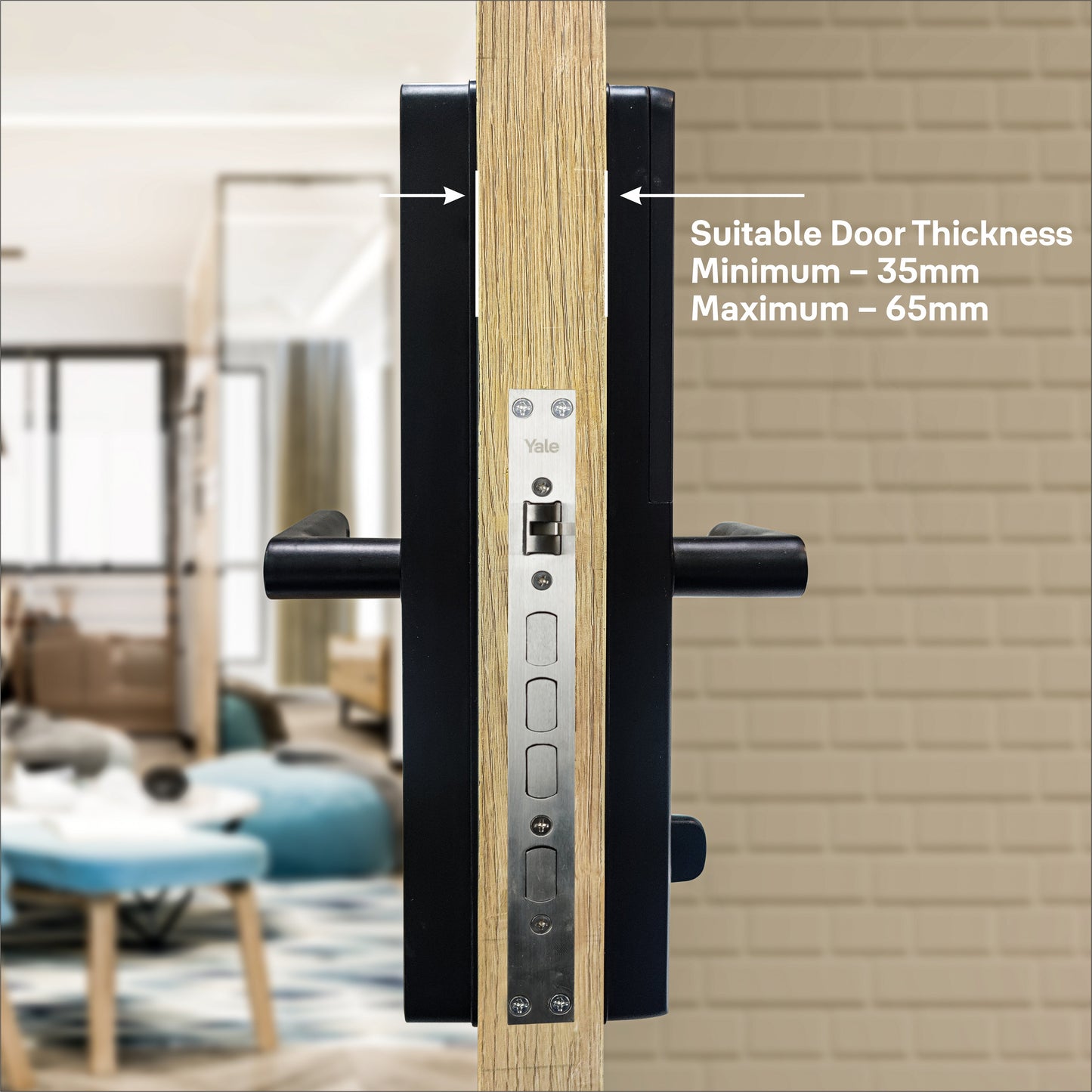 YDME100NxT Smart Door Lock, Black, Fingerprint, PIN, RFID, Manual Key Access