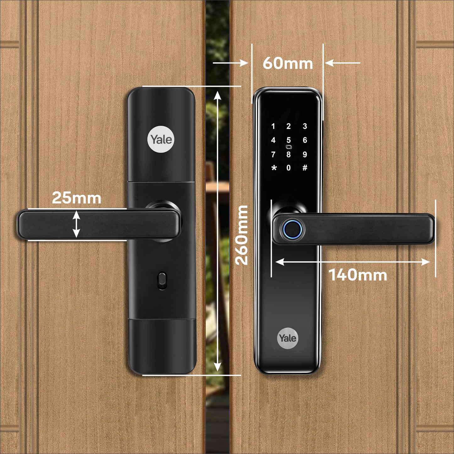 YDME50NxT Smart Door Lock, Black, Fingerprint, PIN, RFID, Manual Key Access