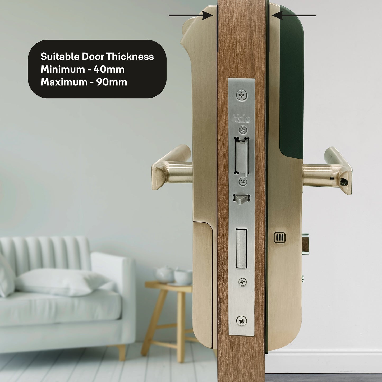 YDM 7116A Smart Lock, Champagne Gold with Fingerprint, PIN Code, RFID Card, Mechanical Key, Bluetooth module, Works with Yale Home App