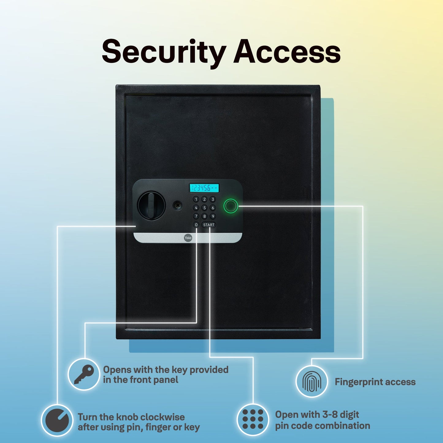 Yale Stellar Biometric Safe Locker with Keypad- Extra Large for Home and Office, 59Litres