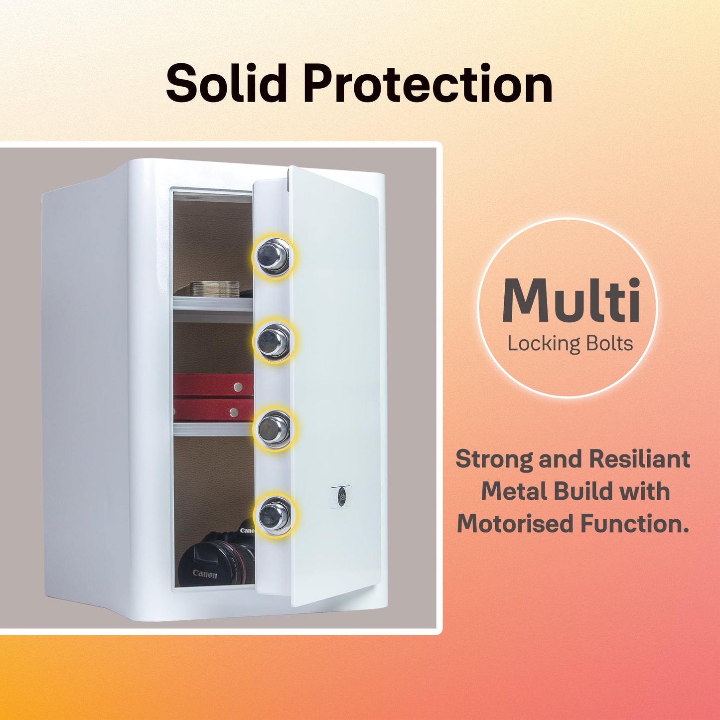 Classic Fingerprint Safe Locker for home and office 580/W1 - White, Multi Bolt Locking