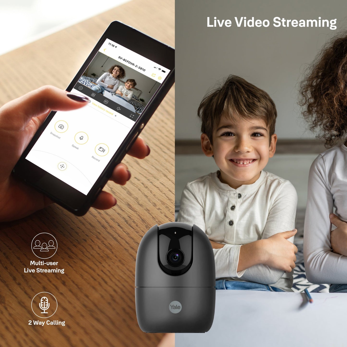 Indoor WiFi Camera Pan & Tilt, Motion Detection, Live Viewing, Privacy, 2 Way Talk