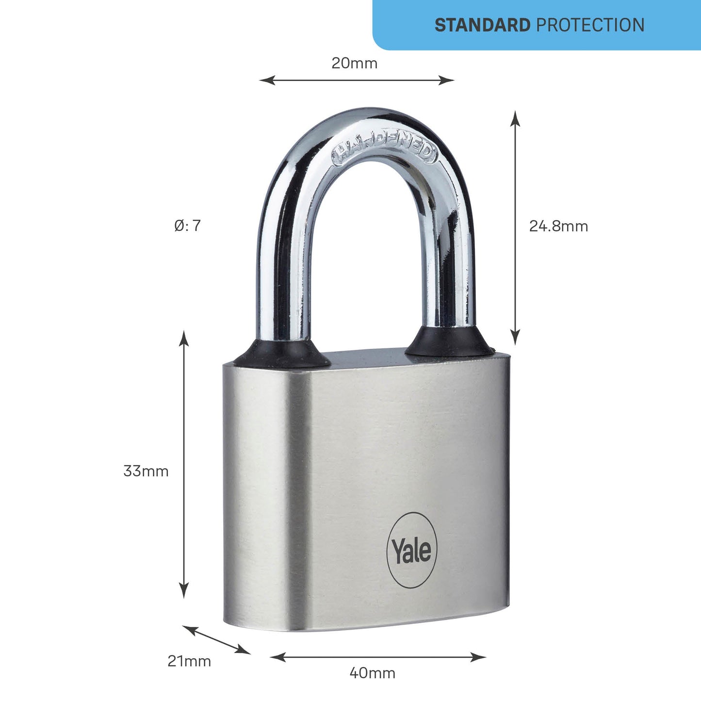 Y112/40/124/1 Yale 40mm Iron Disc Padlock with 3 Retaining Keys (Silver Finish)