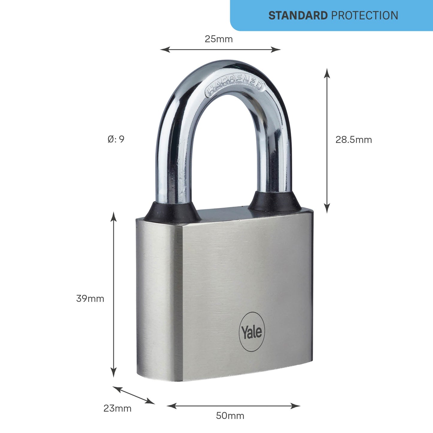 Y112/50/128/1 Yale 50mm Iron Disc Padlock with 3 Retaining Keys (Silver Finish)