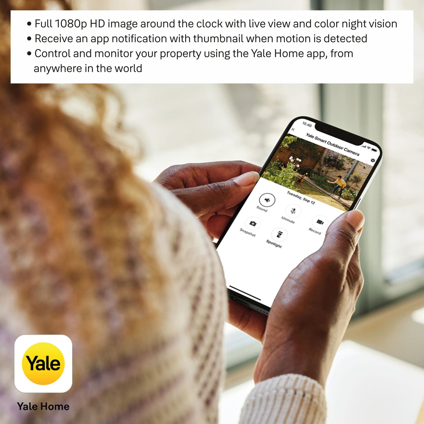 Yale Smart Outdoor Camera 1080p FHD | Motion Trigger | 2-way Audio | Color Night vision | Spotlight | Solar Charger (Optional) | Works with Yale home App