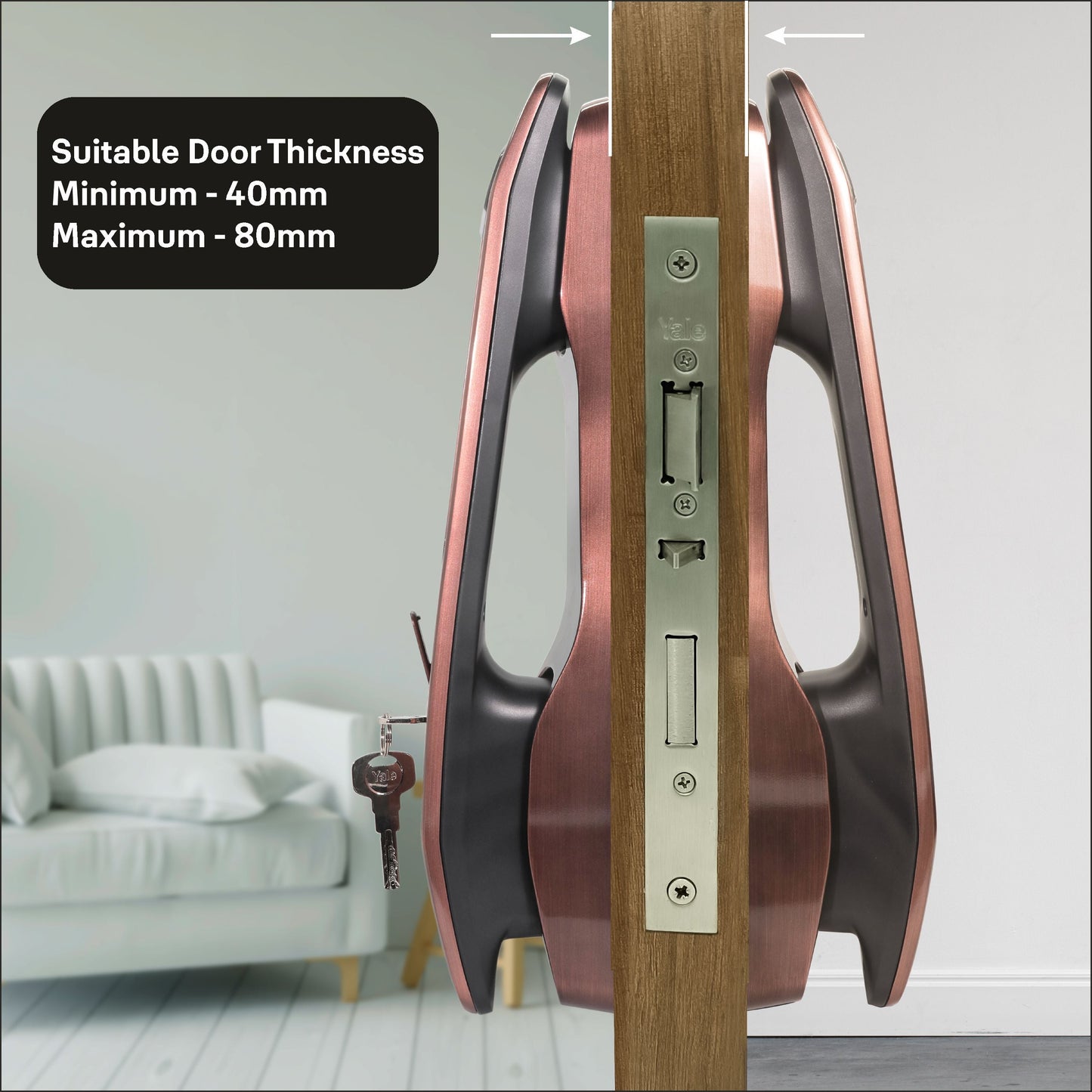 YMI 70 RB - A Series, Push Pull Smart Lock, Red Bronze (Bluetooth Module and Wifi Bridge Included)