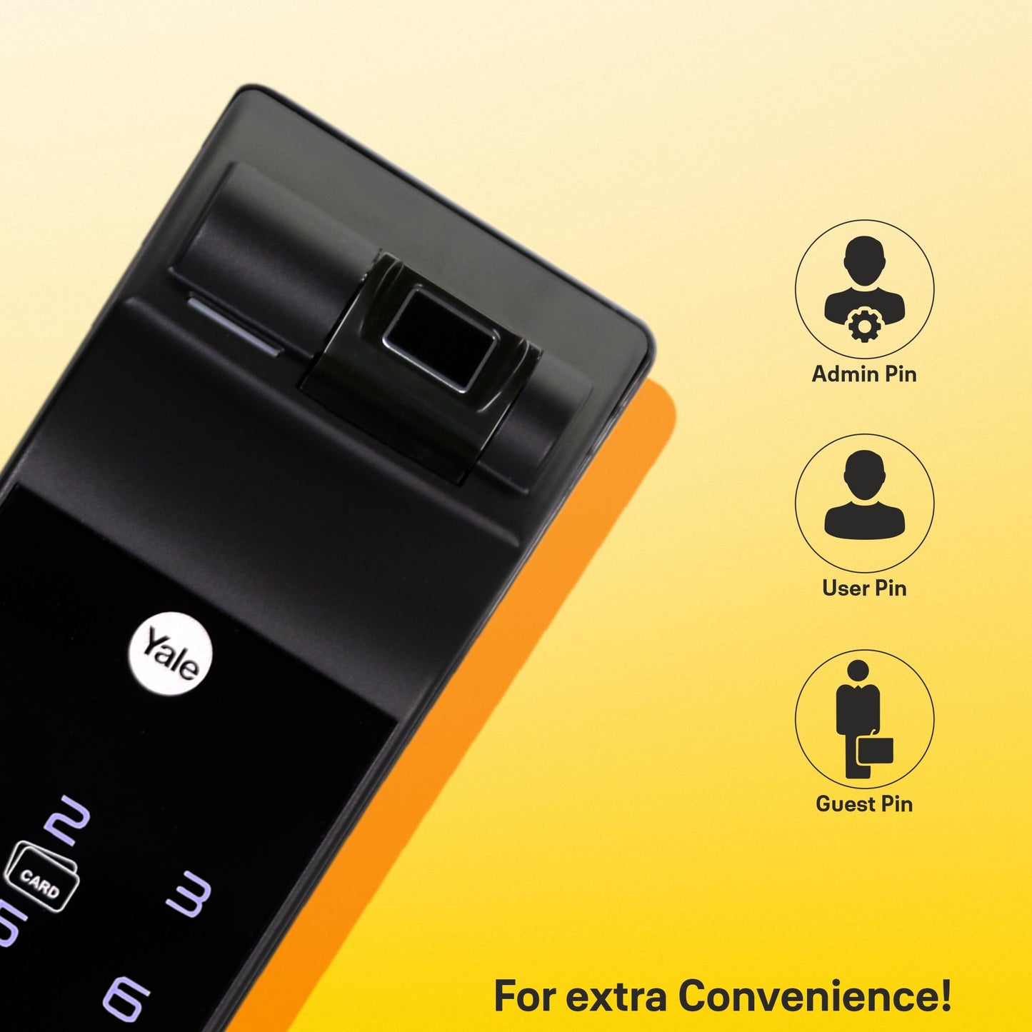 YDM 7116A Smart Lock, Matt Black with Fingerprint, PIN Code, RFID Card, Mechanical Key, Bluetooth module, Works with Yale Home App