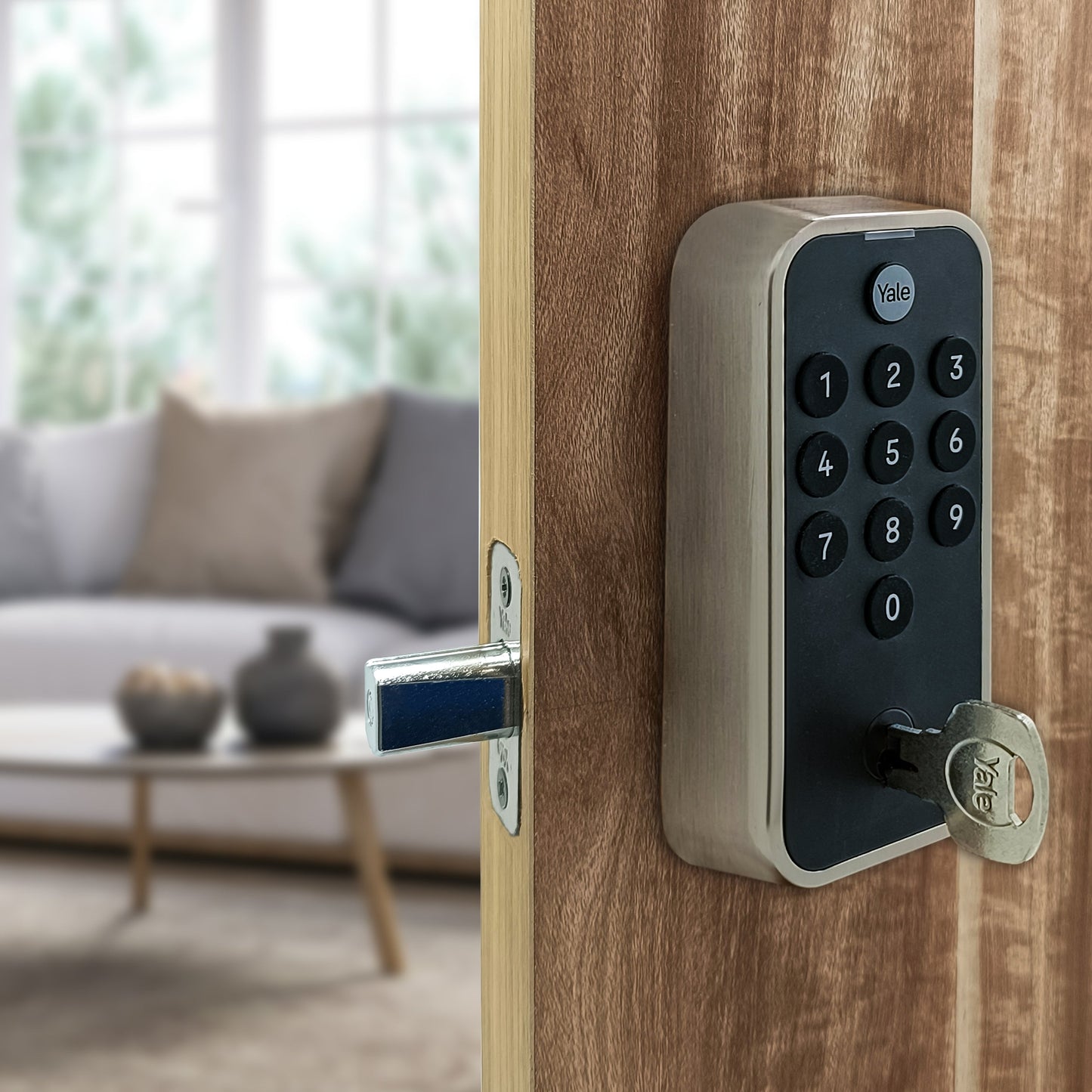 Yale TYE Digital Lock, Satin Nickel Finish, with PIN and Manual Key