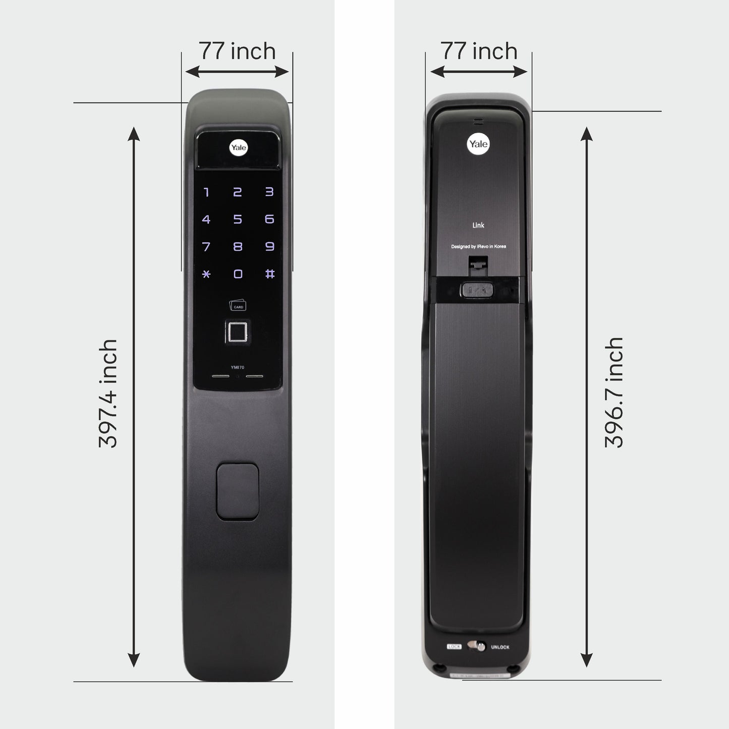 YMI 70 MB- A Series, Push Pull Smart Lock, Matt Black (Bluetooth Module and Wifi Bridge Included)