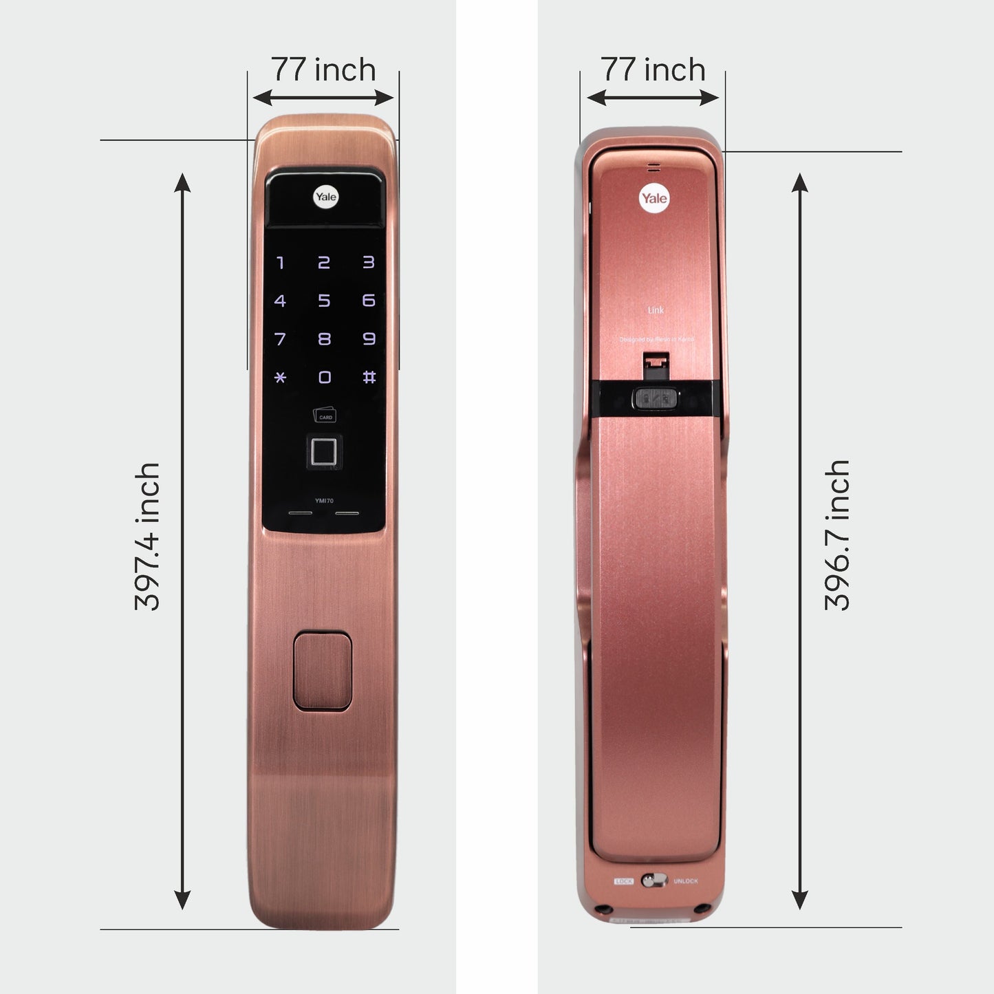 YMI 70 RB - A Series, Push Pull Smart Lock, Red Bronze (Bluetooth Module and Wifi Bridge Included)