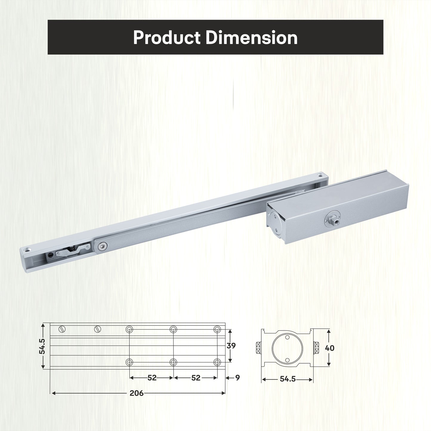DCR-3003 SH Surface Mounted, Size 3, Slide Arm & Track, Hold Open, Silver, 60KG