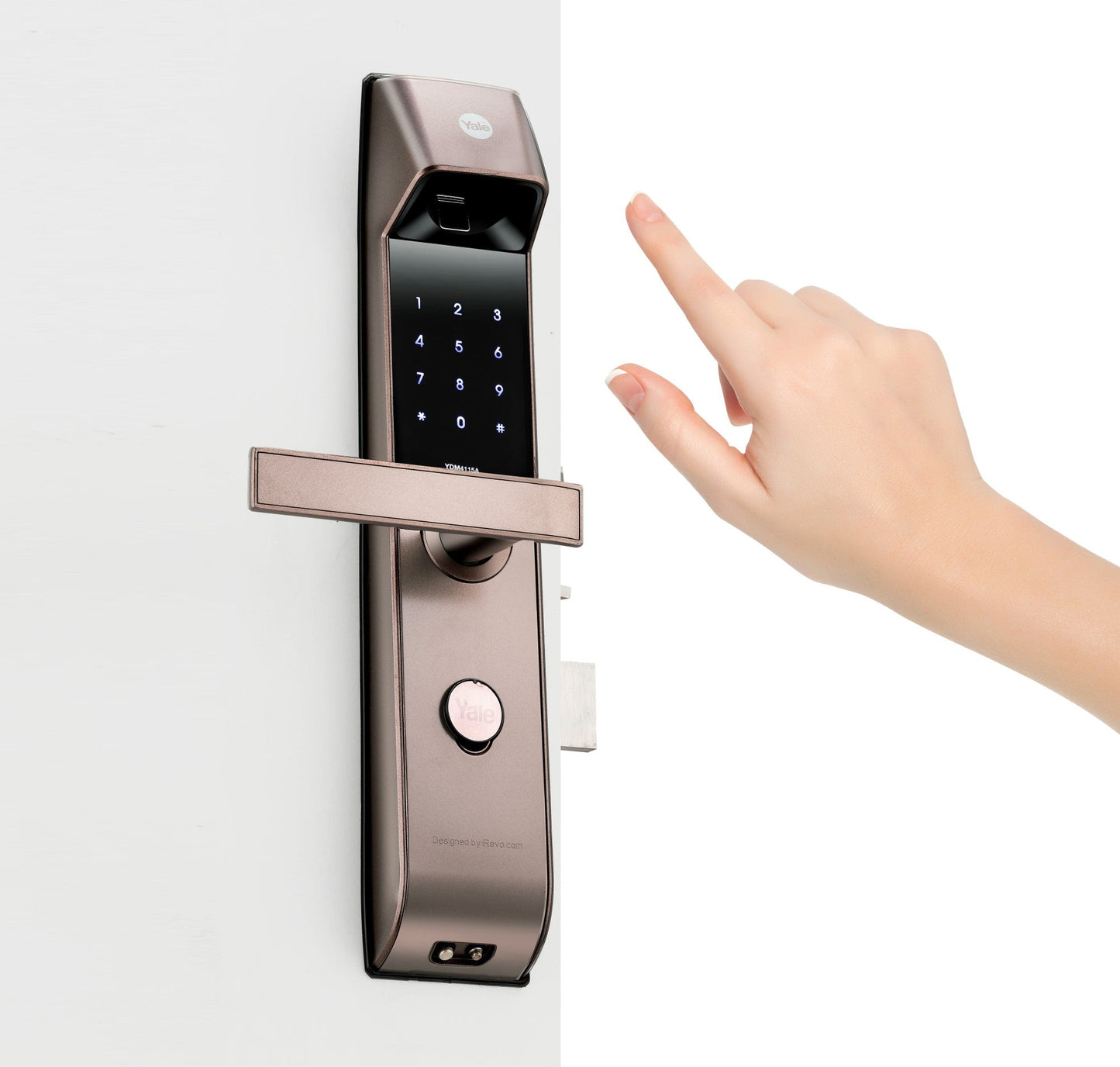 YDM 4115 -A Series, Smart Lock, Brown with Fingerprint, PIN, manual key and Yale Home App With Bluetooth Module and Wifi Connect Bridge