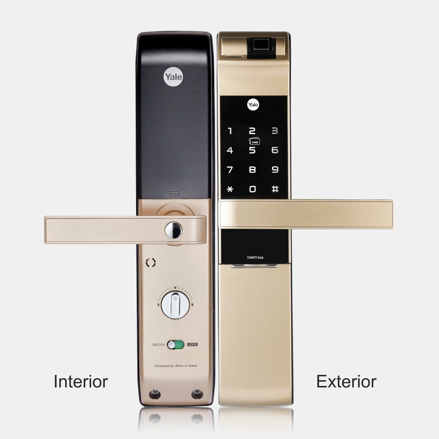 YDM 7116A Smart Lock, Champagne Gold with Fingerprint, PIN Code, RFID Card, Mechanical Key, Bluetooth module, Works with Yale Home App