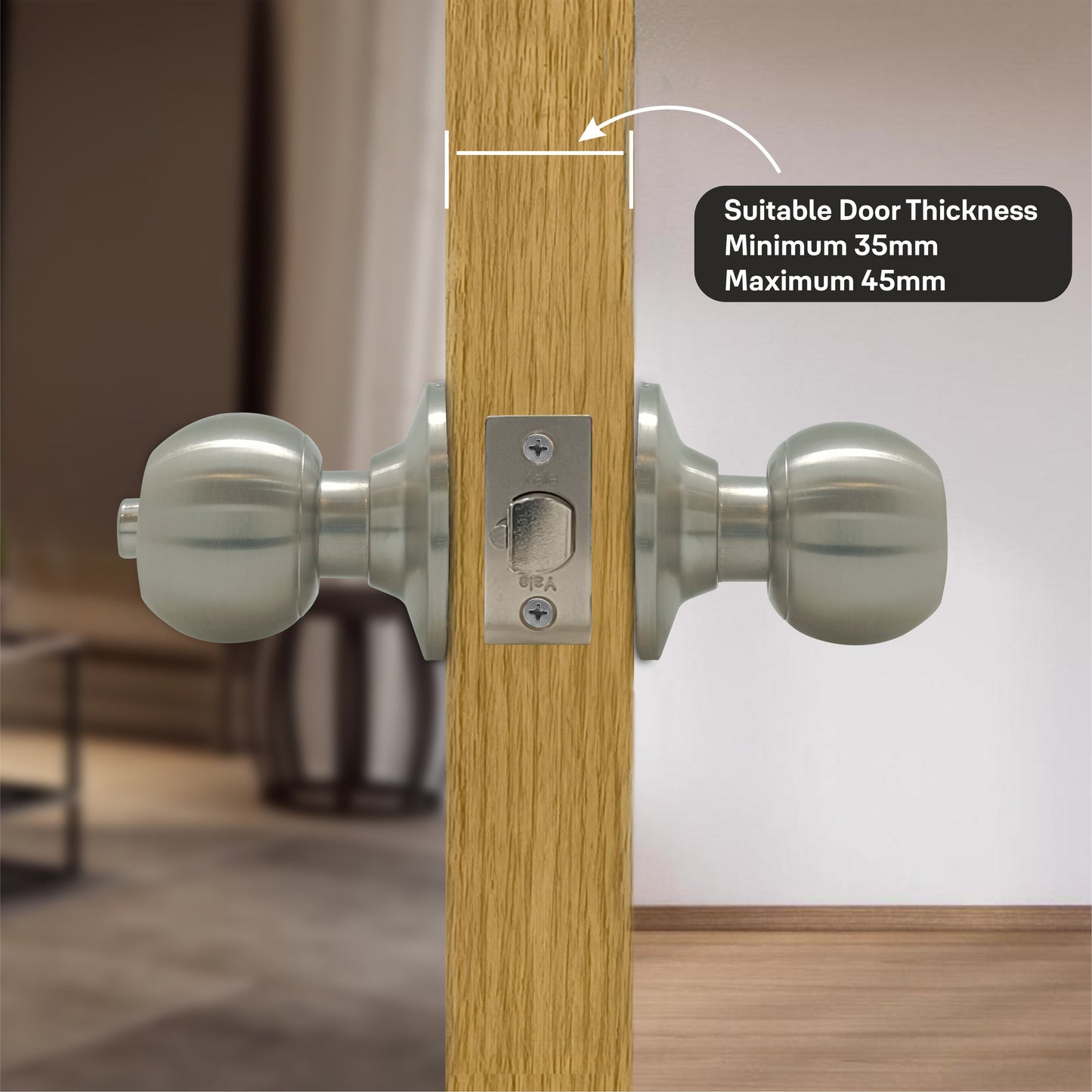 CA5127 Knobset 60/70mm B/S, Entrance, Satin Steel