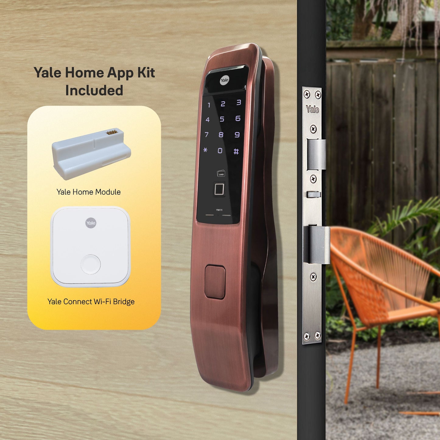 YMI 70 RB - A Series, Push Pull Smart Lock, Red Bronze (Bluetooth Module and Wifi Bridge Included)