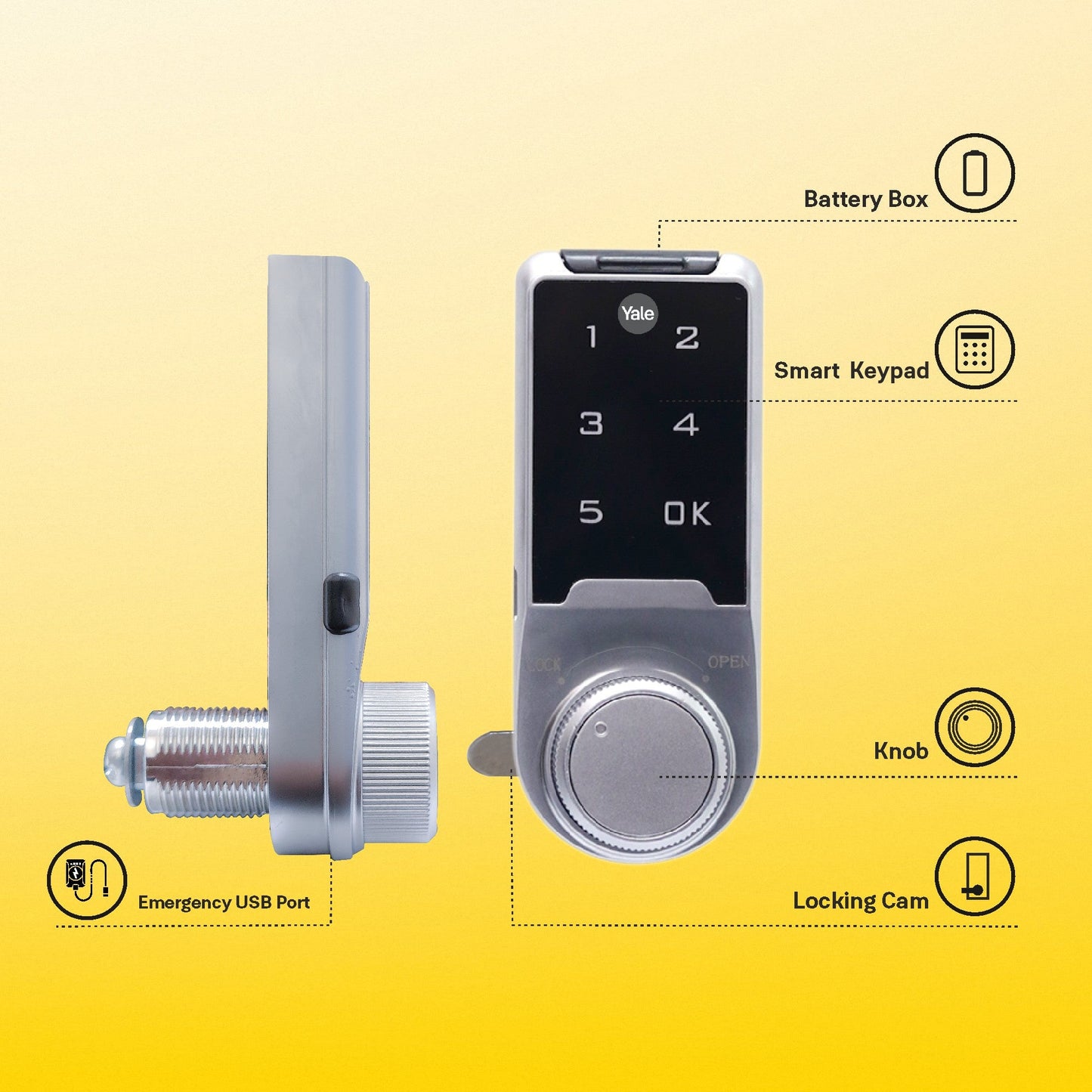 Mesh Pin Digital Wardrobe Lock for Wardrobes and Cabinets