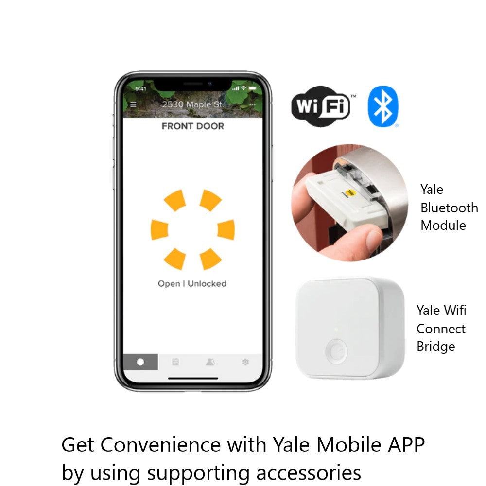 YDM 4115 -A Series, Smart Lock, Brown with Fingerprint, PIN, manual key and Yale Home App With Bluetooth Module and Wifi Connect Bridge