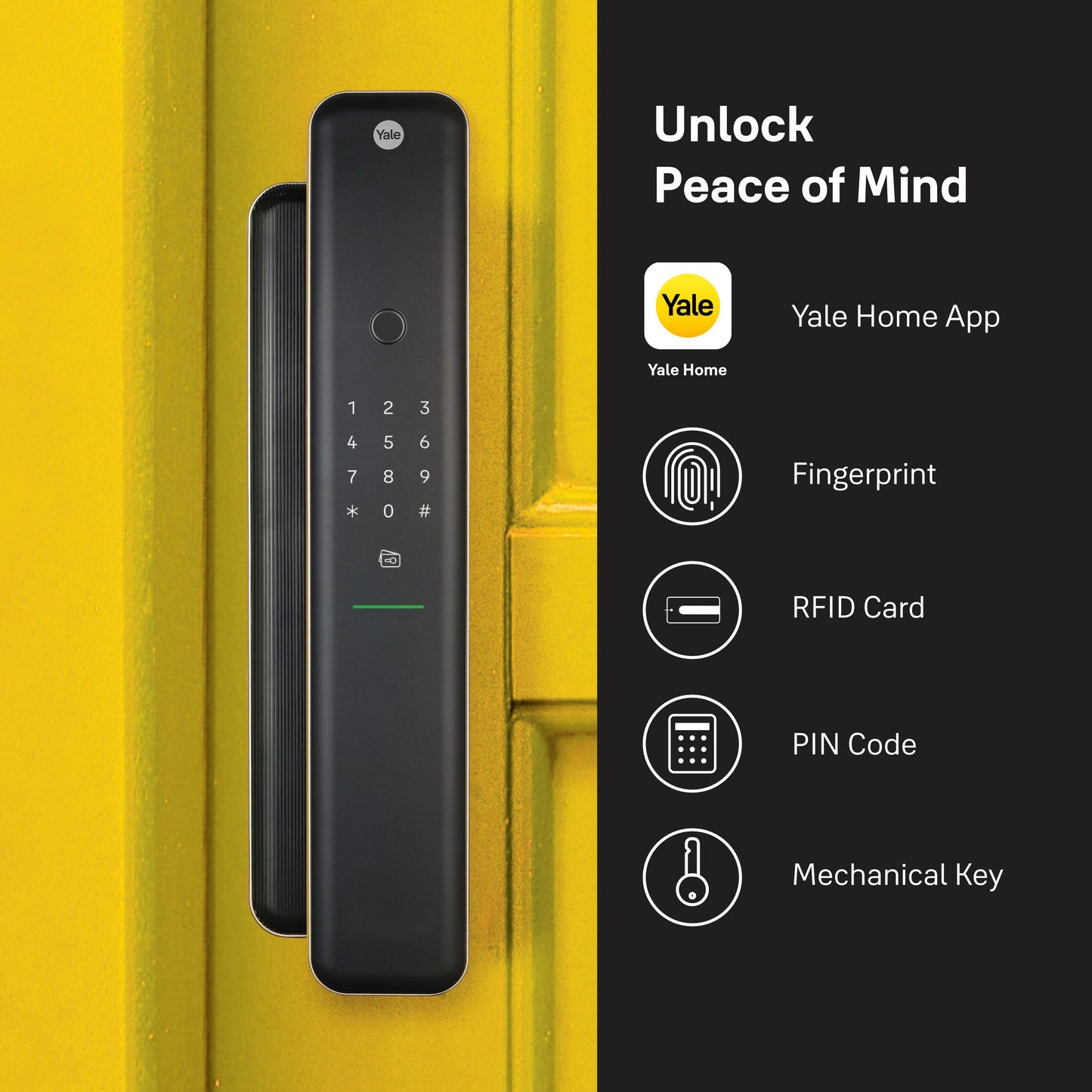 Yale Luna Pro Smart Lock with Fingerprint, PIN, RFID and Manual Key (Bluetooth Module and Wifi Bridge Included)