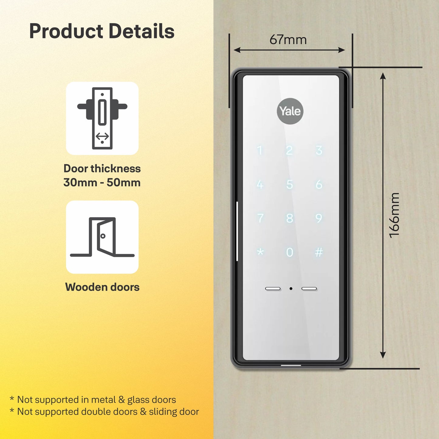 Yale Reflecta Digital Lock, Mirror finish with PIN access