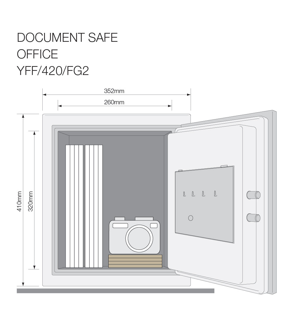 YFF/420/FG2 Biometric Safe Locker, 60 Min Fire Resistance, Black, 25 Litre