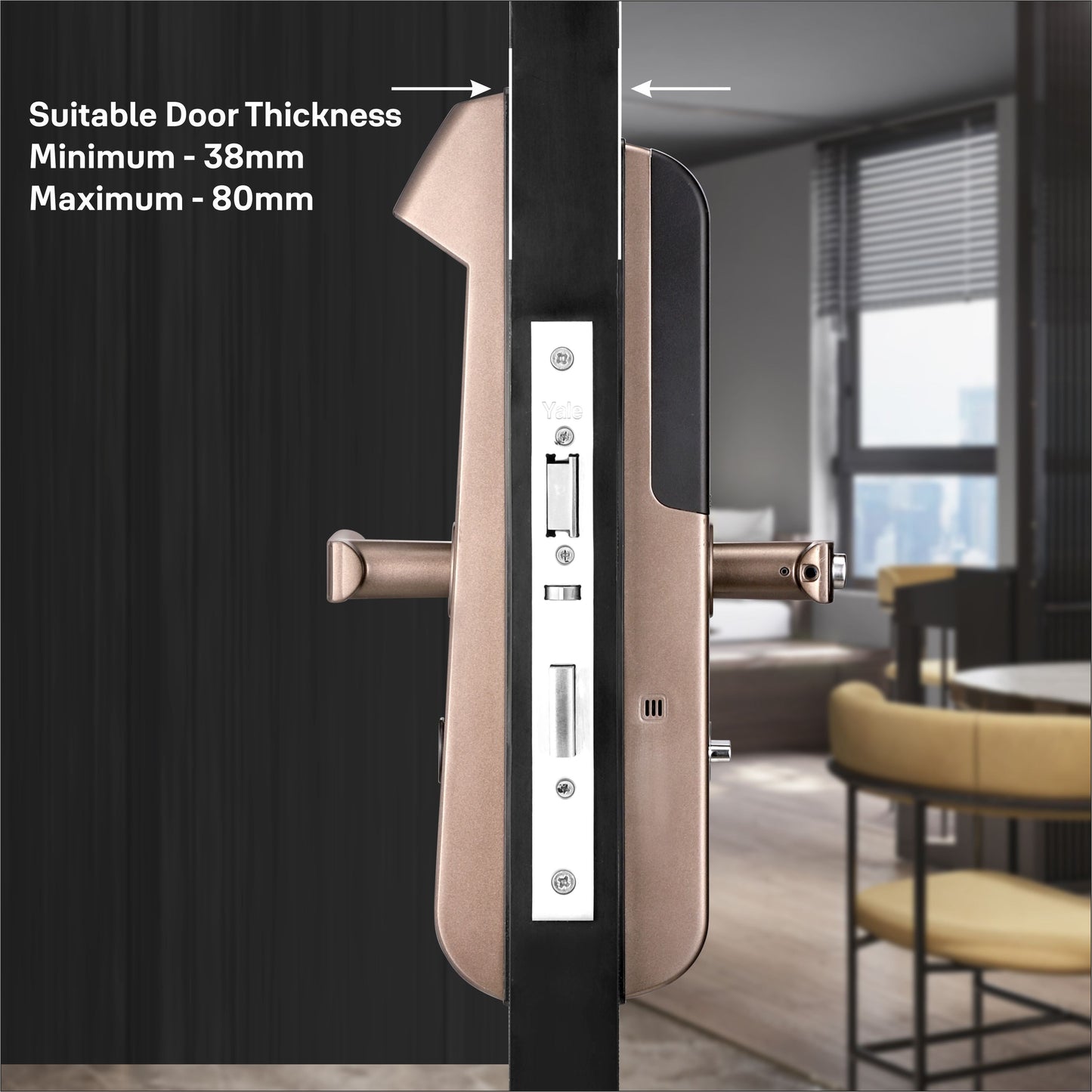 YDM 4115 -A Series, Smart Lock, Brown with Fingerprint, PIN, manual key and Yale Home App With Bluetooth Module and Wifi Connect Bridge