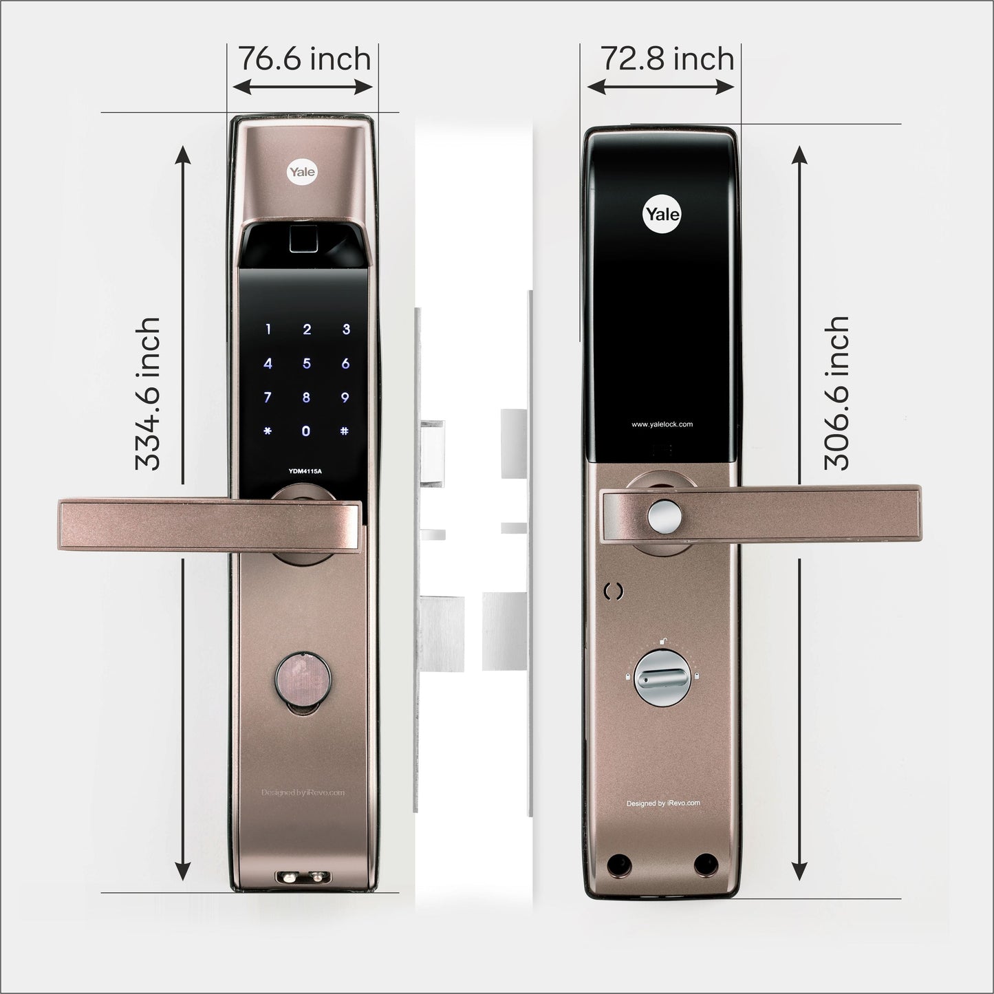 YDM 4115 -A Series, Smart Lock, Brown with Fingerprint, PIN, manual key and Yale Home App With Bluetooth Module and Wifi Connect Bridge