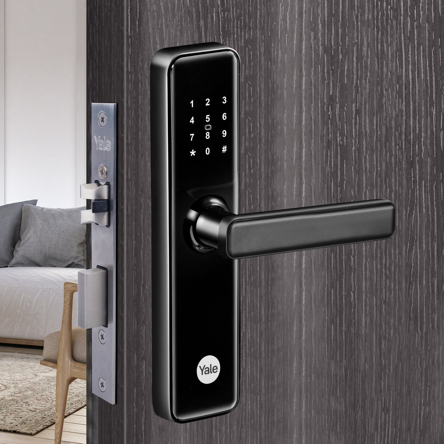 YDME 50Pro Smart Door Lock, Black, PIN, RFID, Manual Key Access