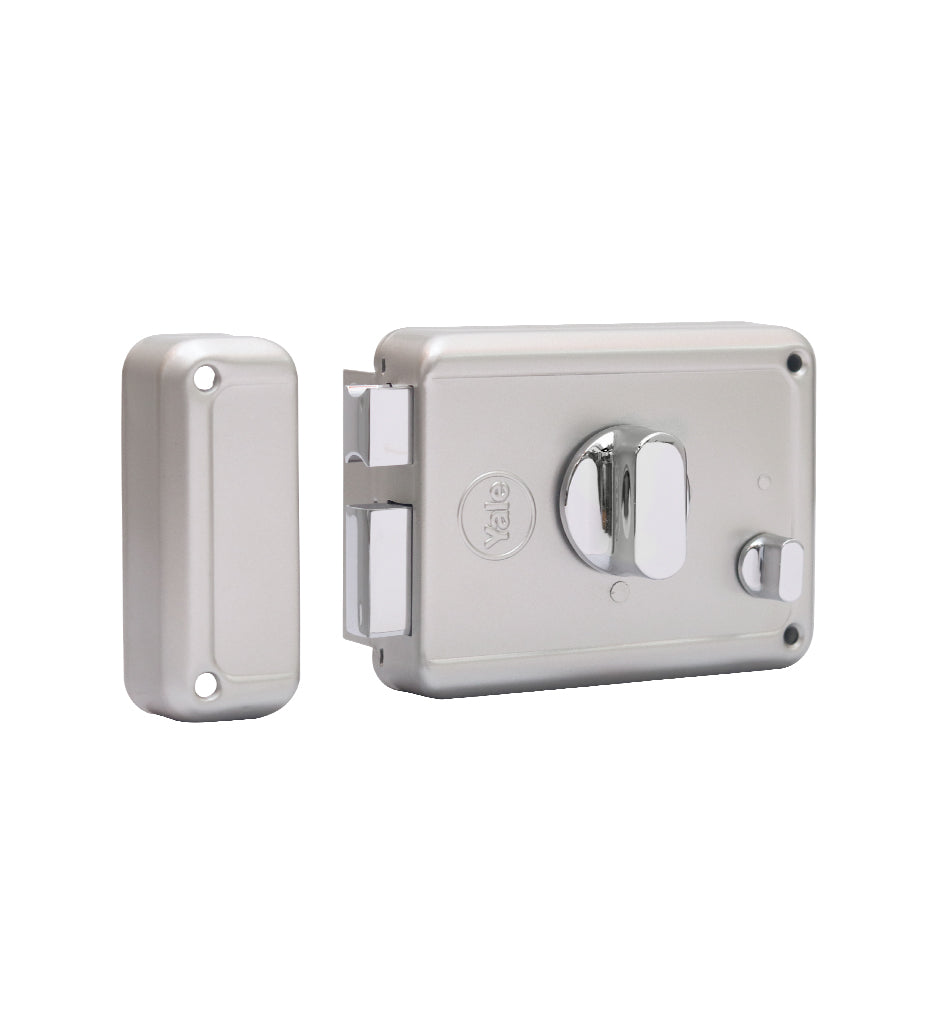 R600-DBTT, RIM Lock With Two Deadbolts, Knob Inside, Regular Key, Silver