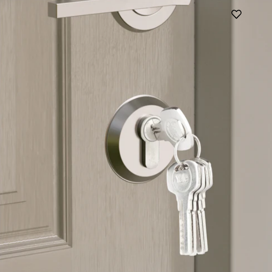 Yale Cylinder (70 MM TT SN DK-S) with Inside Thumb turn, Satin Nickel, Dimple Keys (5nos.)