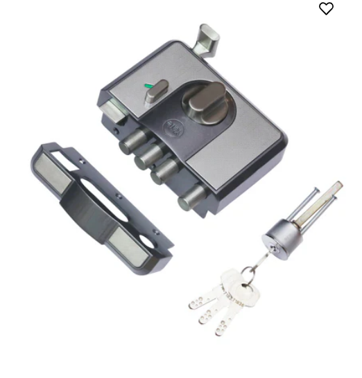 CBD-Cinco 500 Series 5 Dead Bolt Main Door RIM Lock, Knob Inside, Grey, With Dimple Keys