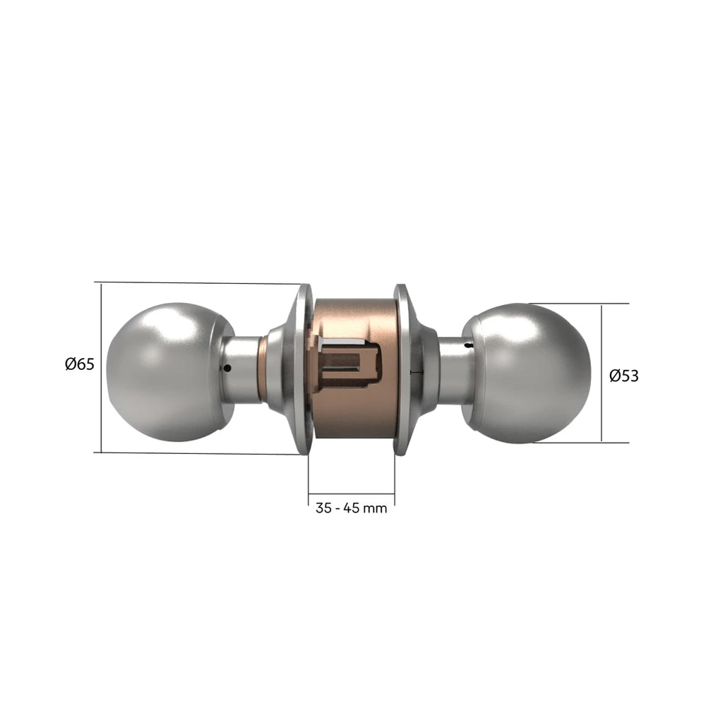 CA5127 Knobset 60/70mm B/S, Entrance, Satin Steel