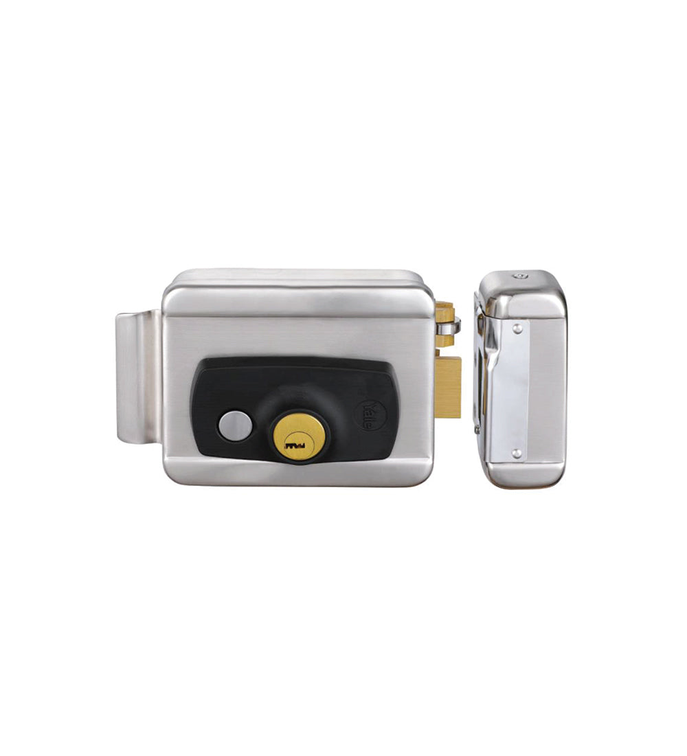 YALE ELECTRIC RIM LOCK, Satin Nickel- YEL 200 SN with YEL 200 TNSFR (Transformer)