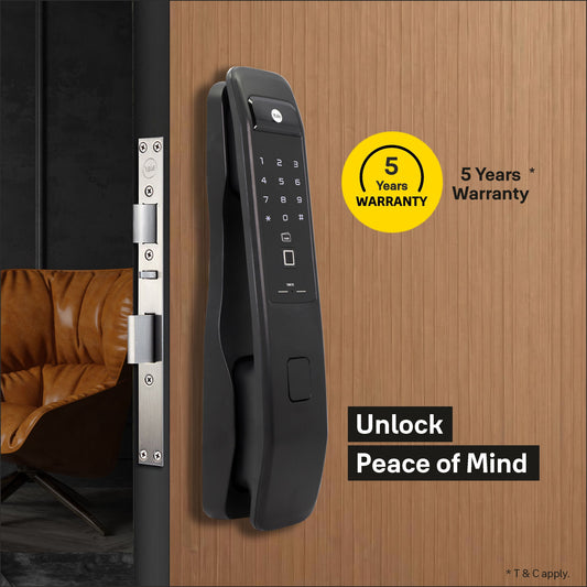YMI 70 MB- A Series, Push Pull Smart Lock, Matt Black (Bluetooth Module and Wifi Bridge Included)