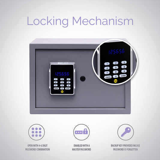 YSPC-200 Cosmos Series Home Safe Locker, Size- Small, Digital - Pin Access, Color- Grey
