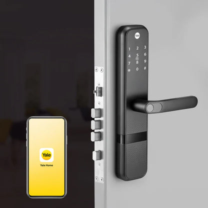 Yale Zuri Smart Lock (Black) with 5 way unlocking (Fingerprint, PIN, RFID, Manual Key) and Built-in Bluetooth (To Access through Home App) Included Connect Wifi Bridge