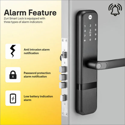 Yale Zuri Smart Lock (Black) with 5 way unlocking (Fingerprint, PIN, RFID, Manual Key) and Built-in Bluetooth (To Access through Home App) Included Connect Wifi Bridge