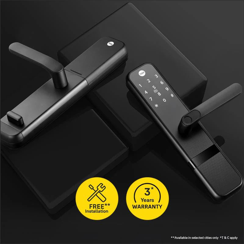 Yale Zuri Smart Lock (Black) with 5 way unlocking (Fingerprint, PIN, RFID, Manual Key) and Built-in Bluetooth (To Access through Home App) Included Connect Wifi Bridge
