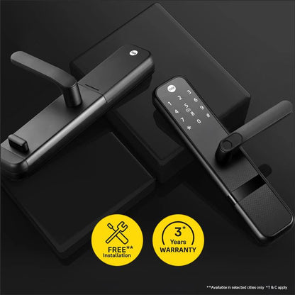Yale Zuri Smart Lock (Black) with 5 way unlocking (Fingerprint, PIN, RFID, Manual Key) and Built-in Bluetooth (To Access through Home App) Included Connect Wifi Bridge