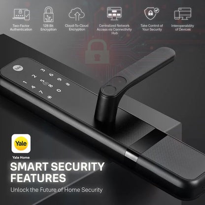 Yale Zuri Smart Lock (Black) with 5 way unlocking (Fingerprint, PIN, RFID, Manual Key) and Built-in Bluetooth (To Access through Home App) Included Connect Wifi Bridge