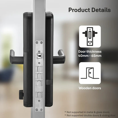 Yale Zuri Smart Lock (Black) with 5 way unlocking (Fingerprint, PIN, RFID, Manual Key) and Built-in Bluetooth (To Access through Home App) Included Connect Wifi Bridge
