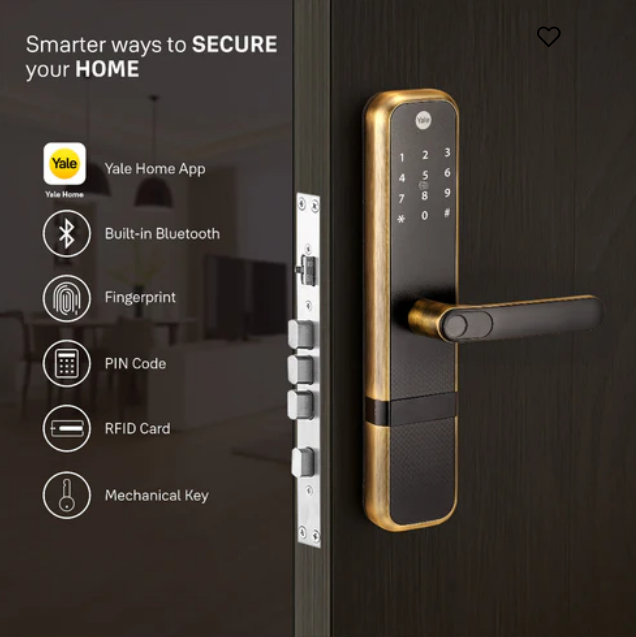 Yale Zuri Smart Lock (Antique Bronze) with 5 way unlocking (Fingerprint, PIN, RFID, Manual Key) and Built-in Bluetooth (To Access through Home App)