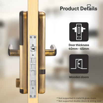 Yale Zuri Smart Lock (Antique Bronze) with 5 way unlocking (Fingerprint, PIN, RFID, Manual Key) and Built-in Bluetooth (To Access through Home App)