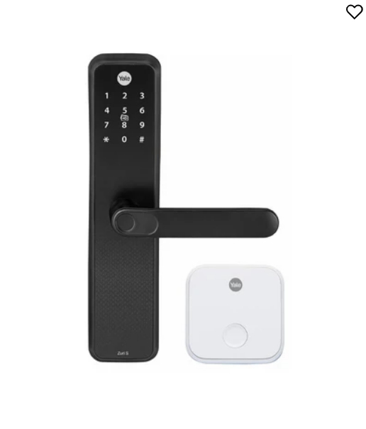 Yale Zuri S (Black) Smart Lock with 5 way unlocking (Fingerprint, PIN, RFID, Manual Key and Built-in Bluetooth to Access through Home App) Included Connect Wifi Bridge