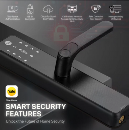 Yale Zuri S (Black) Smart Lock with 5 way unlocking (Fingerprint, PIN, RFID, Manual Key and Built-in Bluetooth to Access through Home App) Included Connect Wifi Bridge